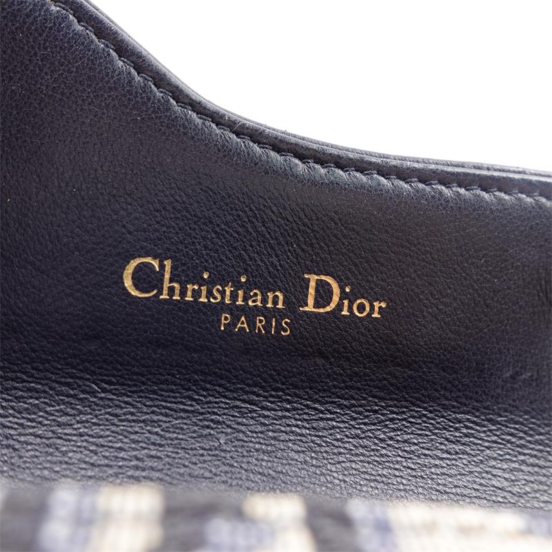 Pre-owned Dior Saddle Oblique Blue Canvas Wallet