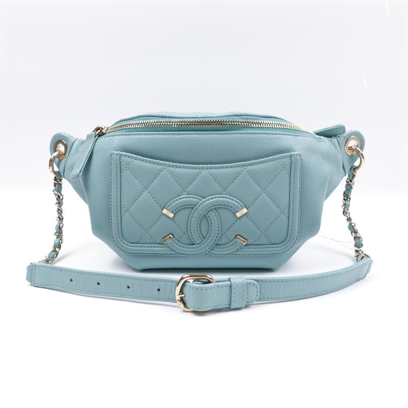 Chanel Tiffiany Blue Caviar Belt Bag-TS