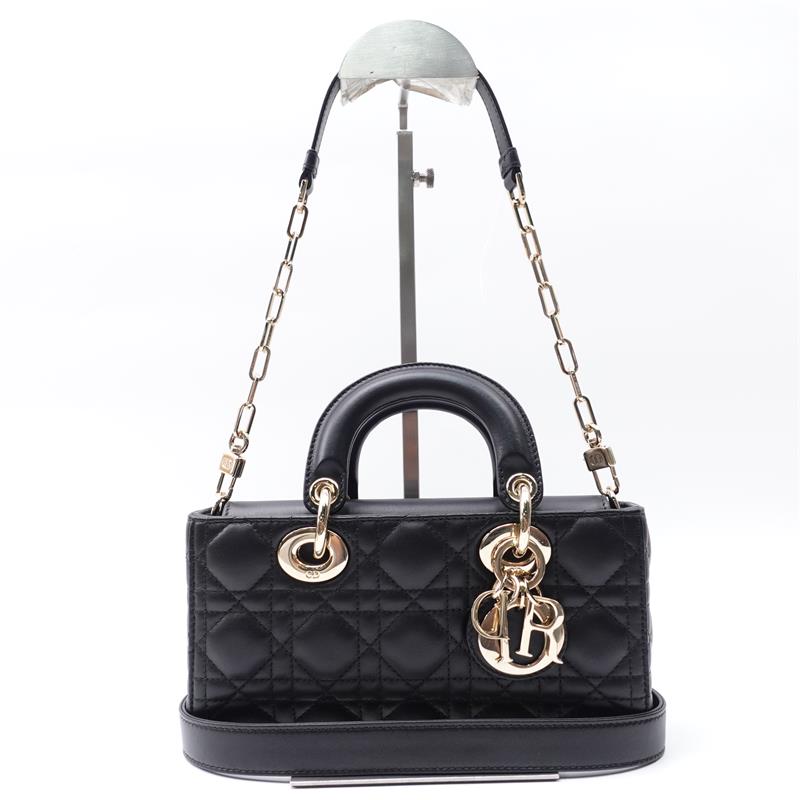 Pre-owned Dior Lady Black Lambskin Shoulder Bag