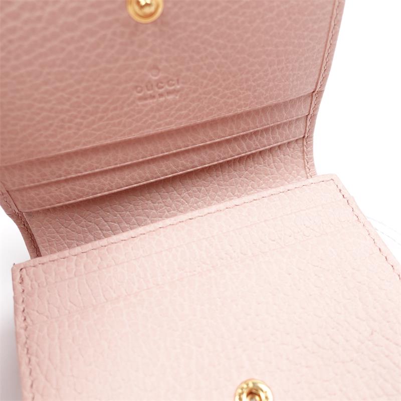 Pre-owned Gucci Pink GG Calfskin Short Wallet