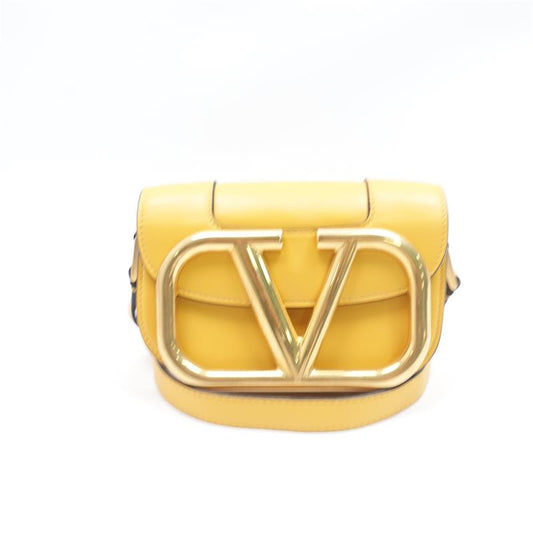 Pre-owned Valentino Super Vee Yellow Calfskin Shoulder Bag