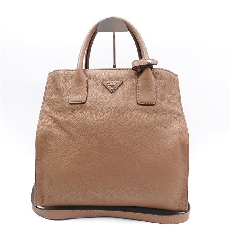 【DEAL】Prada Milktea Color Calfskin Handbag