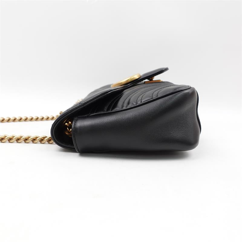 Pre-owned Gucci GG Marmont Black Calfskin Shoulder Bag-HZ