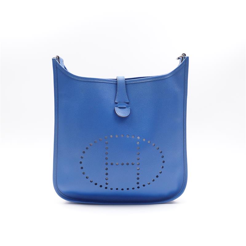 Pre-owned Hermes Evelyne PM Blue Leather Shoulder Bag