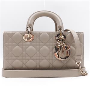 Dior lady five-check khaki sheepskin shoulder bag