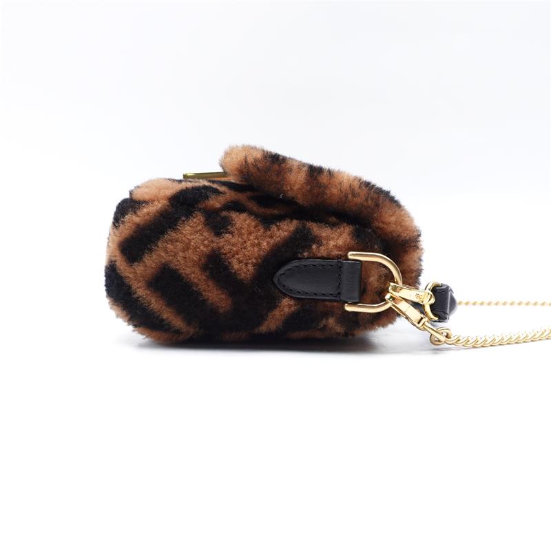 Fendi Baguette Monogram Fur Mini Shoulder Bag