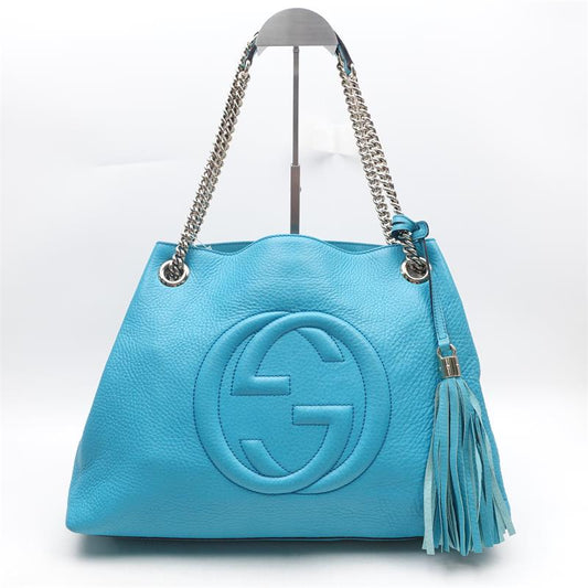 Pre-owned Gucci Soho Blue Calfskin Shoulder Bag-HZ
