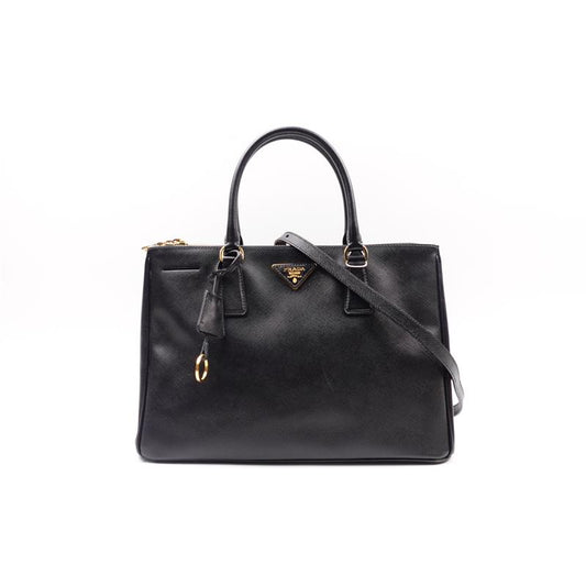 Pre-owned Prada Galleria Black Saffiano Shoulder Bag