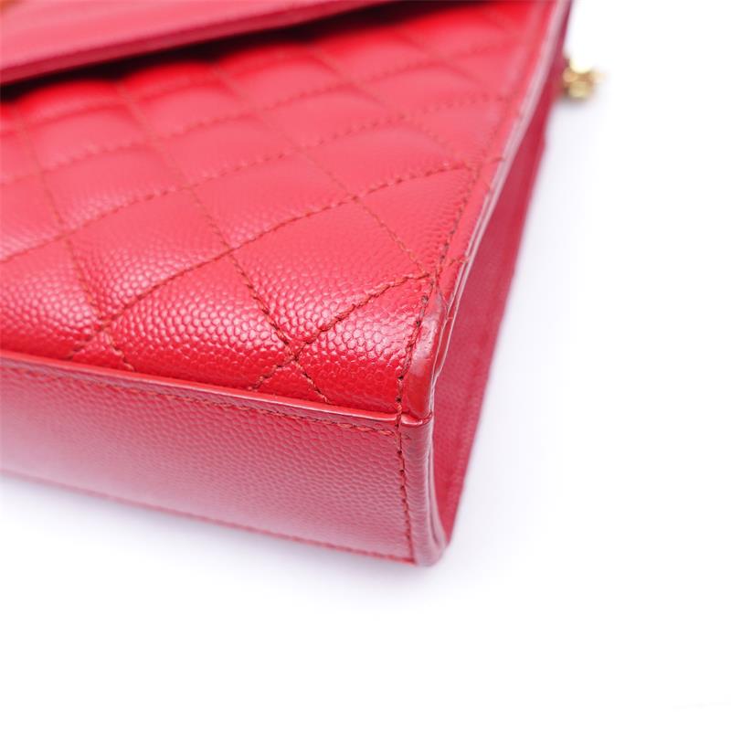 Pre-owned Saint Laurent Red Envelope Calfskin Shoulder Bag