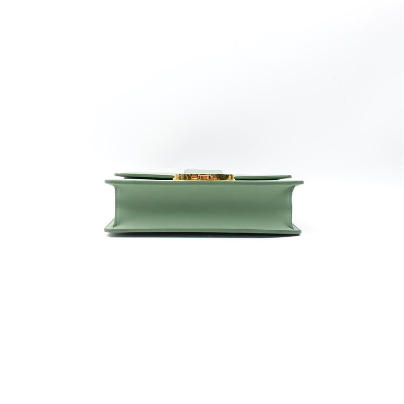 Pre-owned Dior Montaigne Green Calfskin Shoulder Bag-HZ