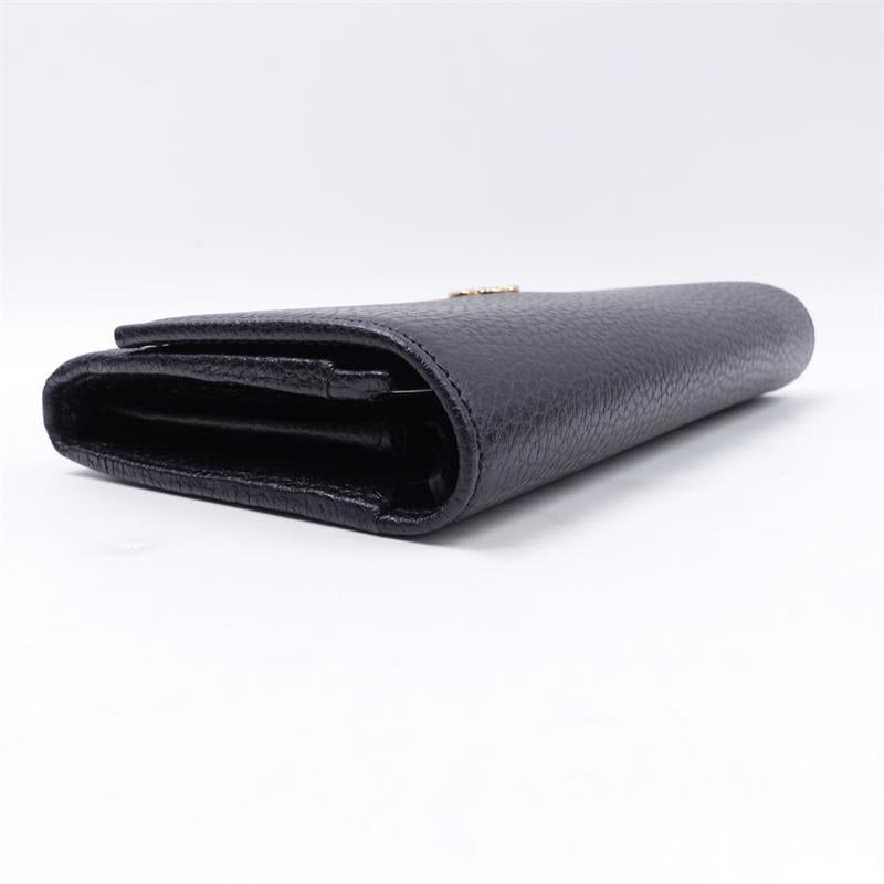 Pre-owned Gucci Black Calfskin Long Wallet