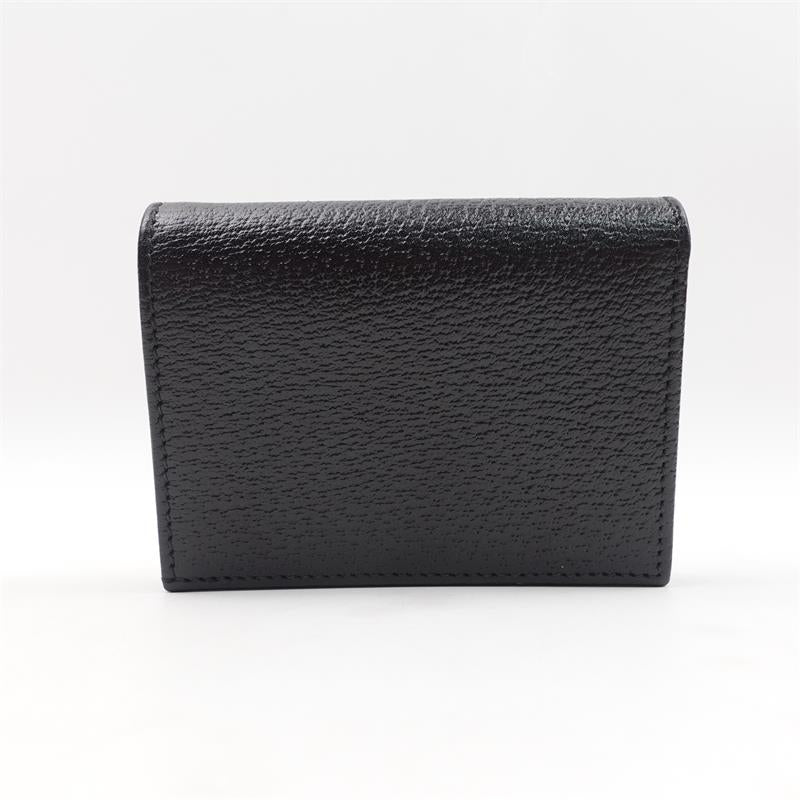 Pre-owned Gucci Gold Cherry Black Calfskin Short Wallet