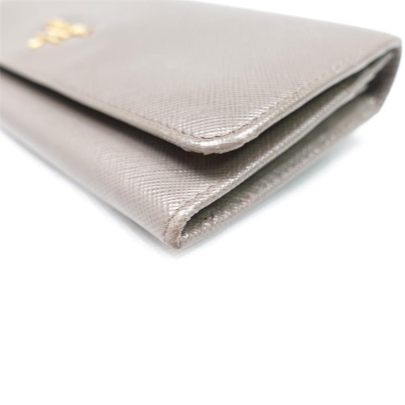 Pre-owned Prada Grey Calfskin Long Wallet