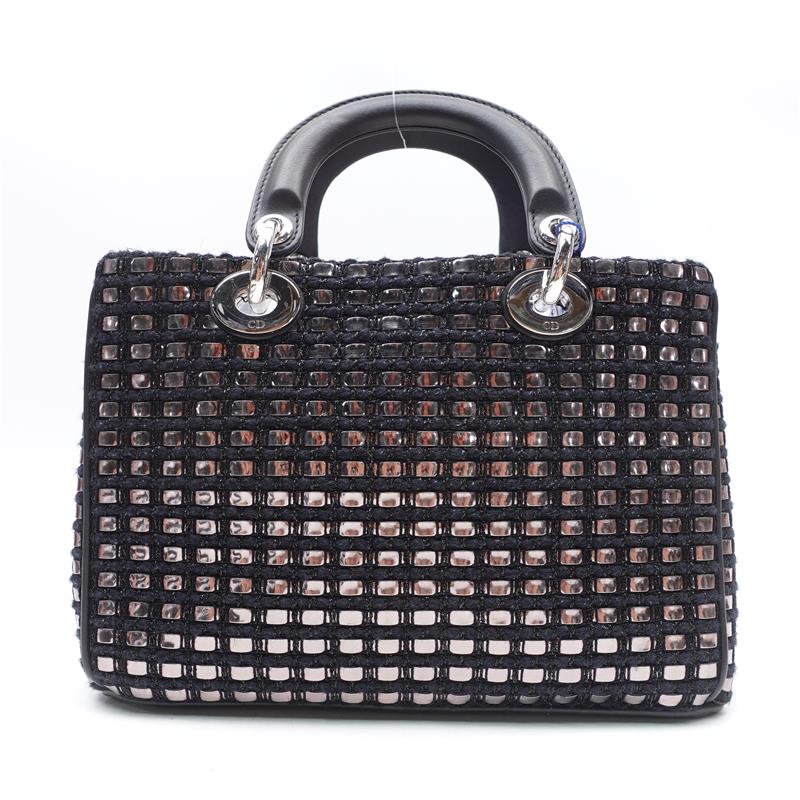 Pre-owned Dior VIP Small Metallic Tweed Shoulder Bag