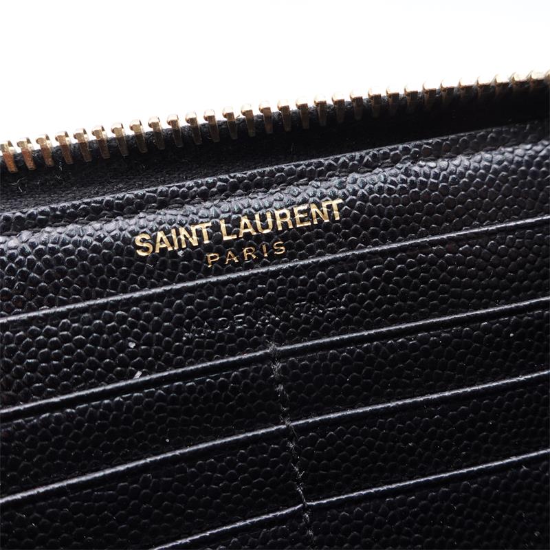 Pre-owned Saint Laurent Monogramme Black Calfskin Long Wallet -TS