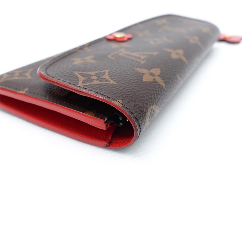 Pre-owned Louis Vuitton Emilie Flower Red Monogram Coated Canvas Wallet