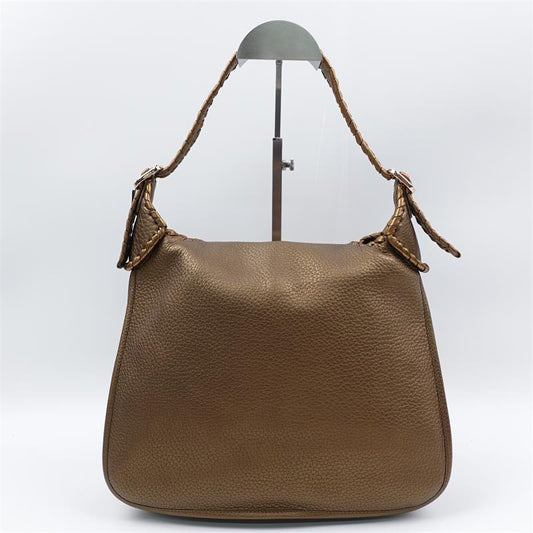 【Deal】Loewe Grandma Metallic Olive Green Leather Hobo Shoulder Bag