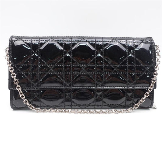 Pre-owned Dior Lady Dior Black  Vernis Shoulder Bag-TS