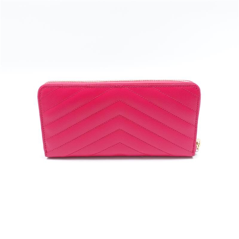 Saint Laurent Monogram Fushia Calfskin Zippy Wallet