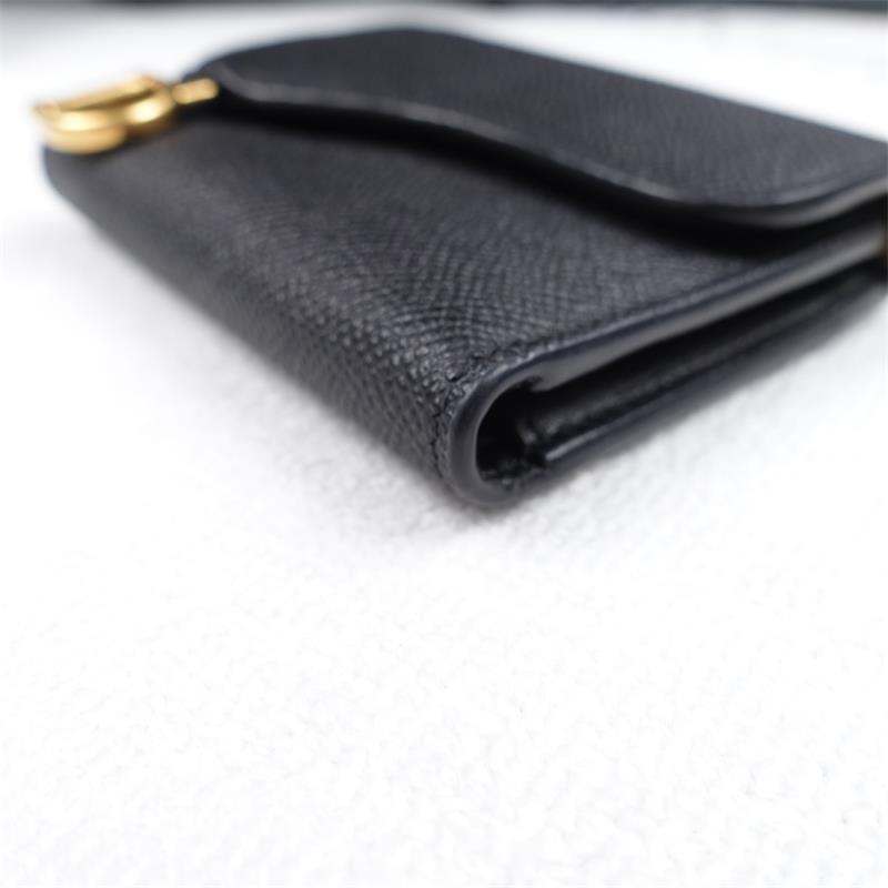 Pre-owned Dior Black Calfskin Short Wallet