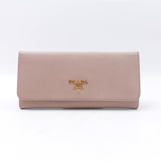 Pre-owned Prada Pink Calfskin Long Wallet