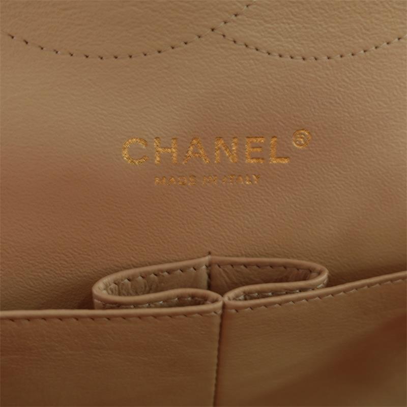 Pre-owned Chanel CF Jumbo Beige Lambskin Shoulder Bag-TS