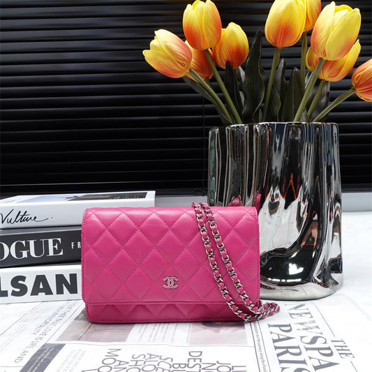 Pre-owned Chanel WOC Pink Lambskin Crossbody Bag