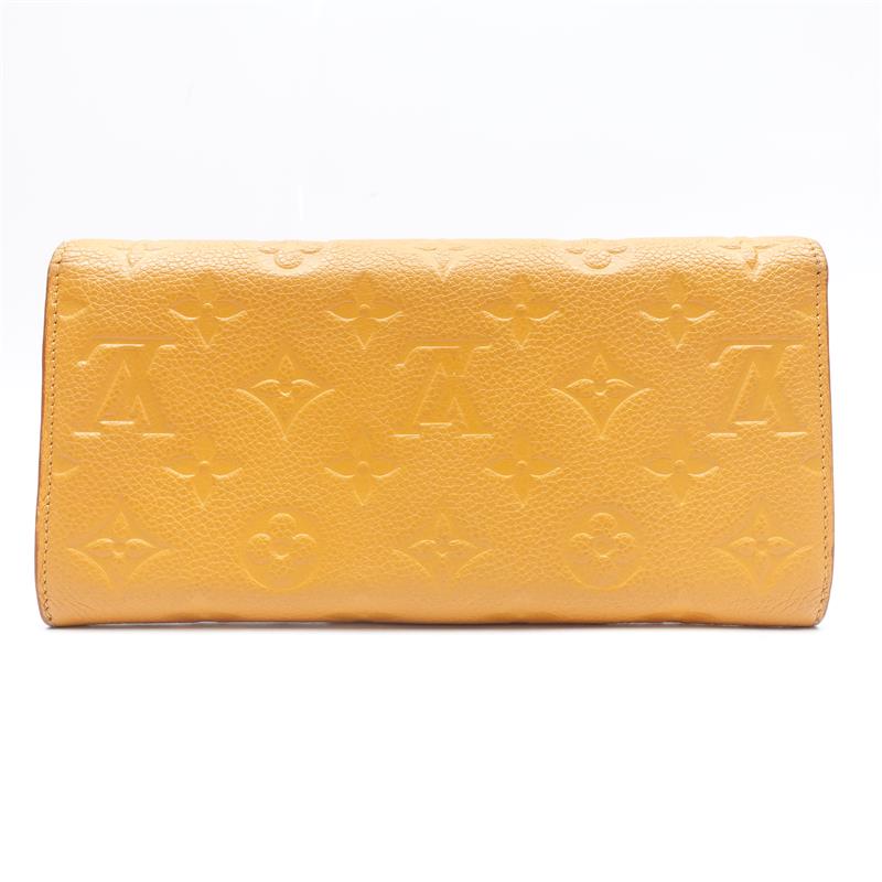 【DEAL】Pre-owned Louis Vuitton Calfskin  Sarah Yellow Monogram Empreinte Leather Long Wallet