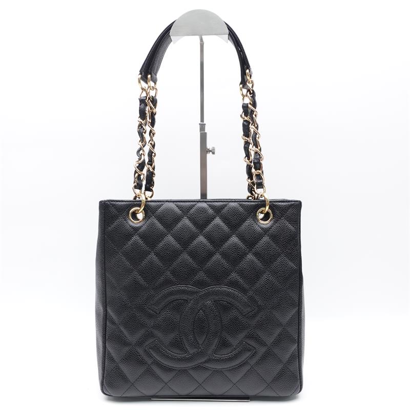 Pre-owned Chanel Shopping Tote Pst Black Calfskin Shoulder Bag