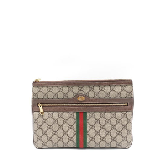 Pre-owned Gucci Ophidia Beige Coated Canvas Clutch-TS