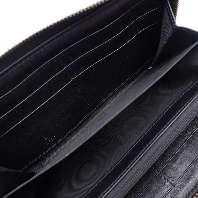 Pre-owned  Gucci Marmont Black Calfskin Long Wallet-HZ
