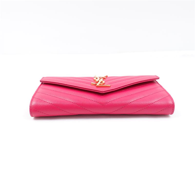 Pre-owned Saint Laurent Pink Calfskin Short Wallet