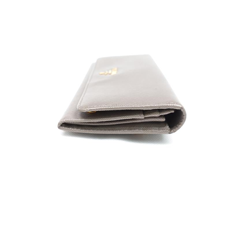 Pre-owned Prada Grey Calfskin Long Wallet