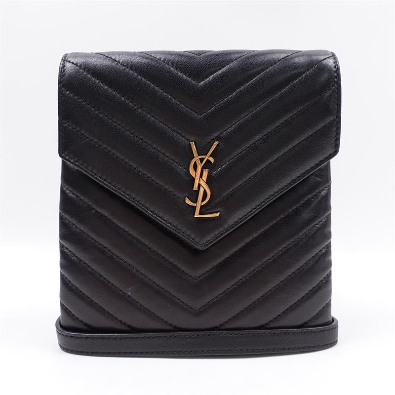 Pre-owned Saint Laurent Black Lambskin Shoulder Bag