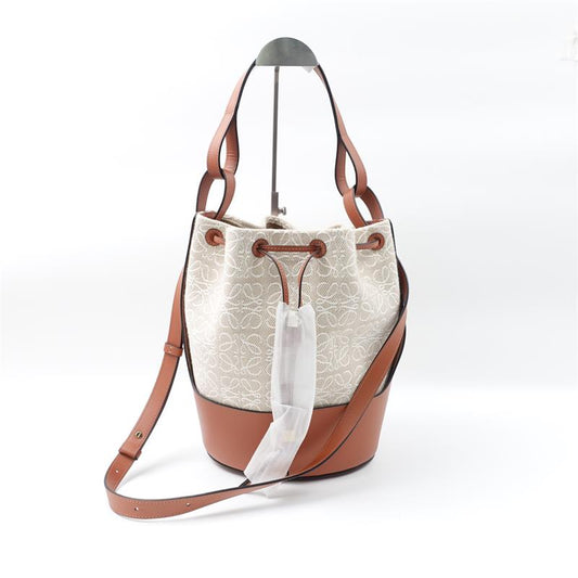 Loewe White Monogram&Brown Calfskin Bucket Bag