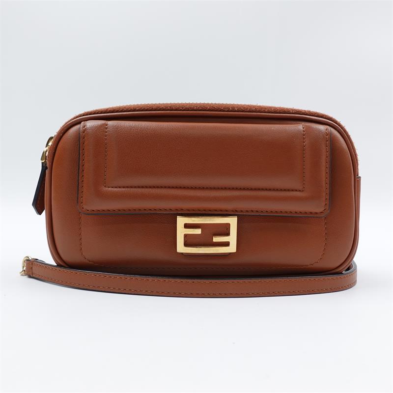 Pre-owned Fendi Brown Baguette Calfskin Shoulder Bag-HZ