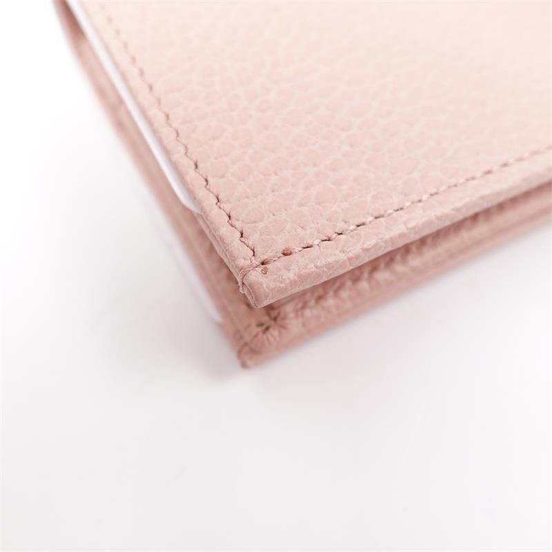 Pre-owned Gucci Pink GG Calfskin Short Wallet