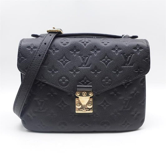 Pre-owned Louis Vuitton Pochette Metis Black Empreinte Leather Satchel