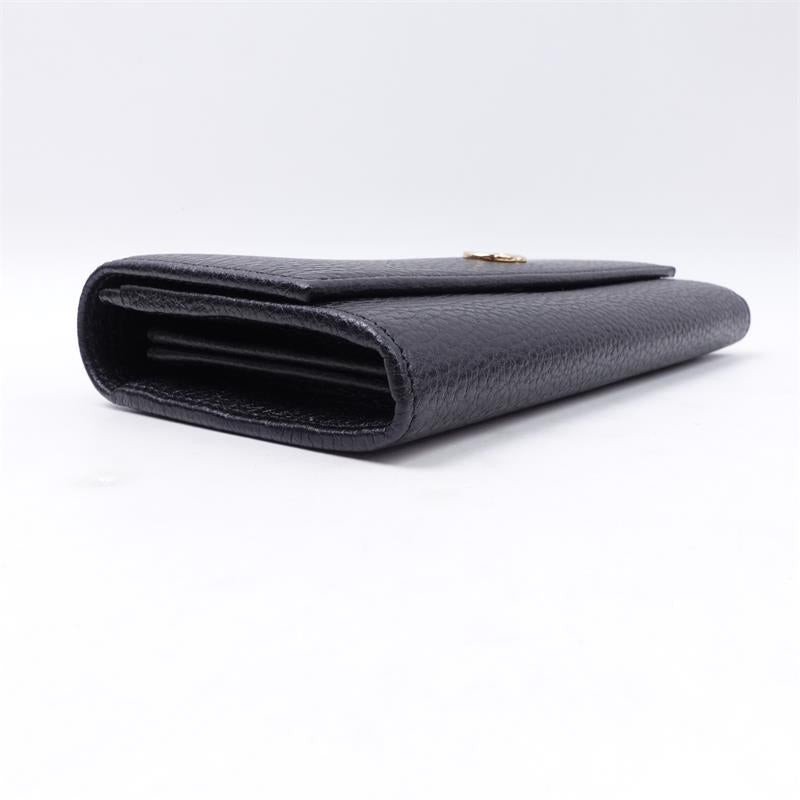 Pre-owned Gucci GG Black Caflskin Wallet