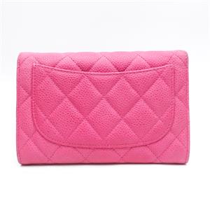 【Deal】Chanel  Classic Flap Pink Silver Cavalier Leather Wallet  - TS