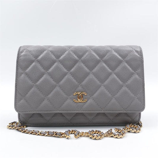 Pre-owned Chanel Grey Caviar Leather Crossbody Bag-HZ