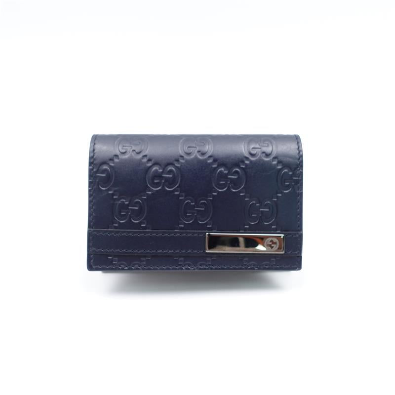 Pre-owned Gucci GG Navy Calfskin Card Holder