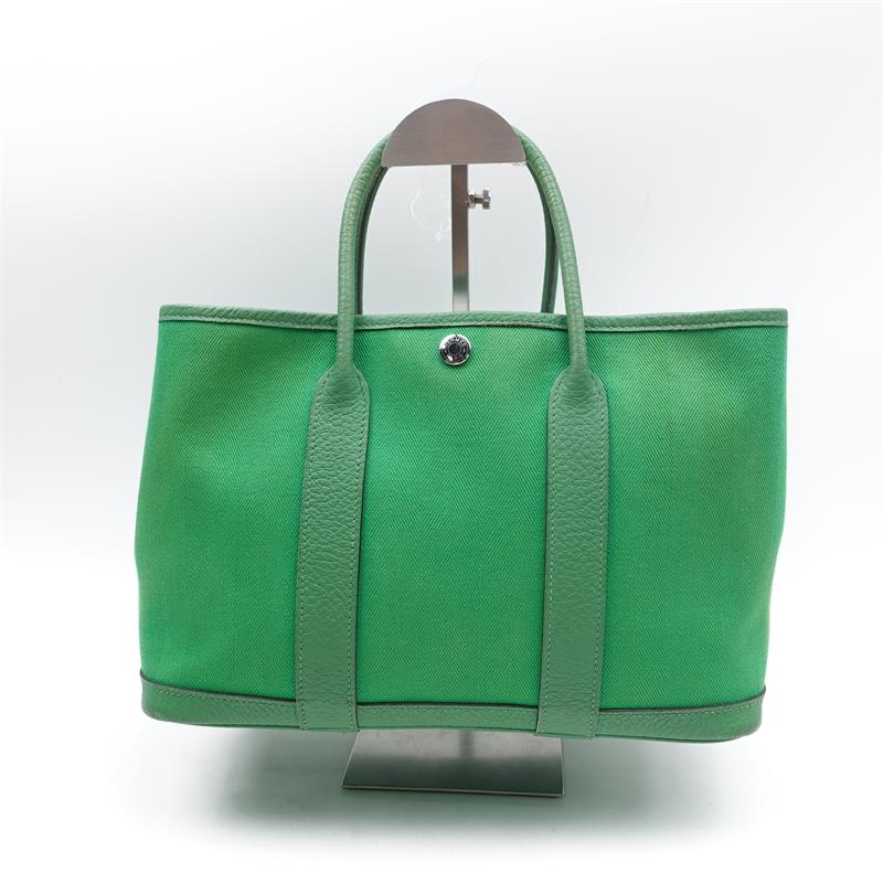 Pre-owned Hermes Garden Party 30 Green Canvas Tote