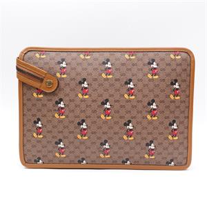【DEAL】Pre-owned GUCCI Coated Canvas Clutches & Wristlets Micky Mouse Brown Wristlet-HZTT