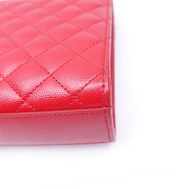 Pre-owned Saint Laurent Red Envelope Calfskin Shoulder Bag