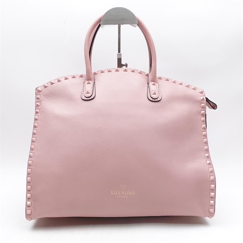 Pre-owned Valentino Pink Studded Pink Calfskin Tote - HZ