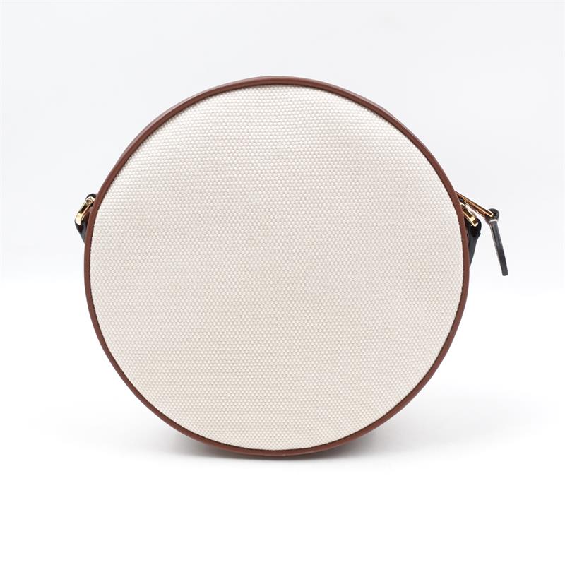 【DEAL】Burberry Louis Round Ecru Tan Canvas And Leather Shoulder Bag