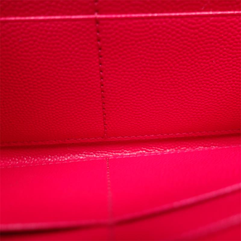 Pre-owned Saint Laurent Monogramme Pink Calfskin Long Wallet -TS