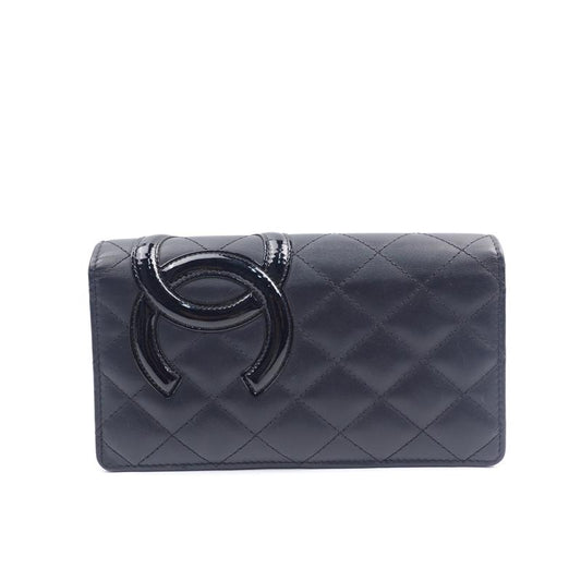 【Deal】Pre-owned Chanel Black Calfskin Long Wallet-HZ