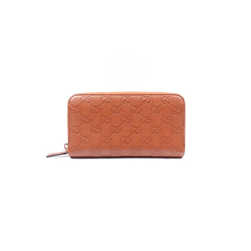 Pre-owned Gucci Brown Calfskin Long Zippy Wallet